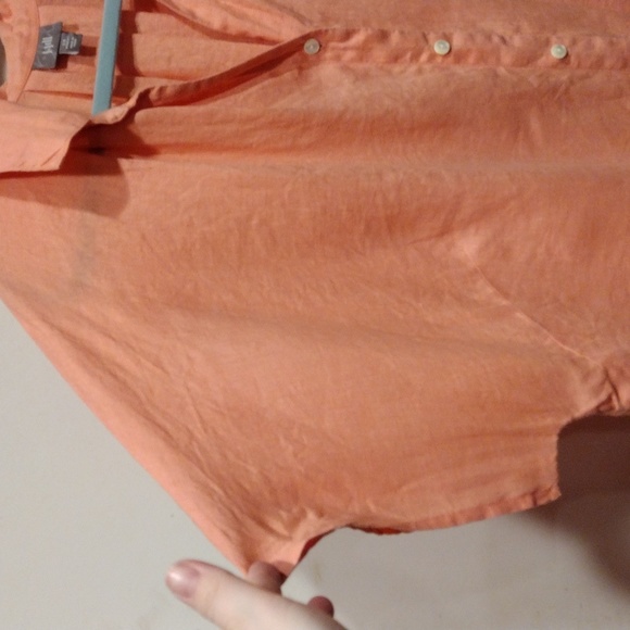 J.Jill Women's Peach 100% Linen Button Down Dolman Sleeve Shirt Sz 2X-Casual - Picture 3 of 6